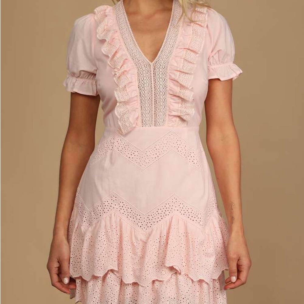 Lulu's Blush Pink Ruffle Mini Dress - Picture 2 of 9